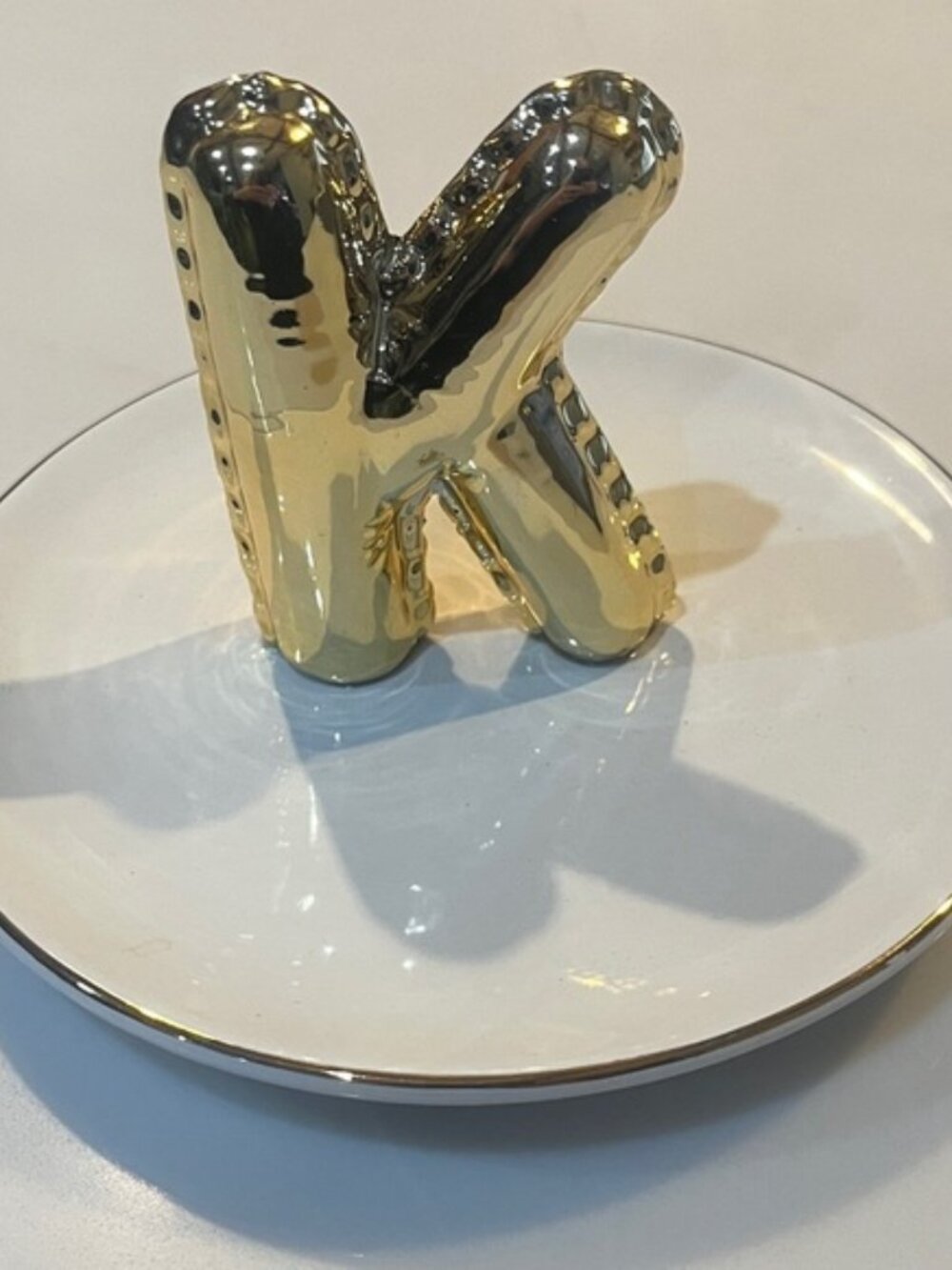 Shiny Gold Letter K Decor Jewelry Holder